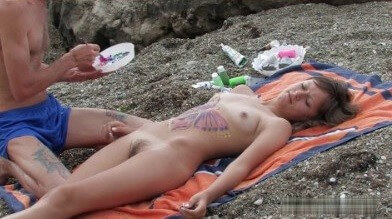 [PNuDL] Naked body art on the beach Full HD video
